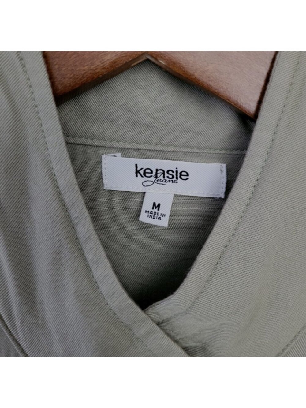 Kensie Jeans Soft Utility Jacket Shacket Womens Size M Green Adjustable Waist - Picture 6 of 8